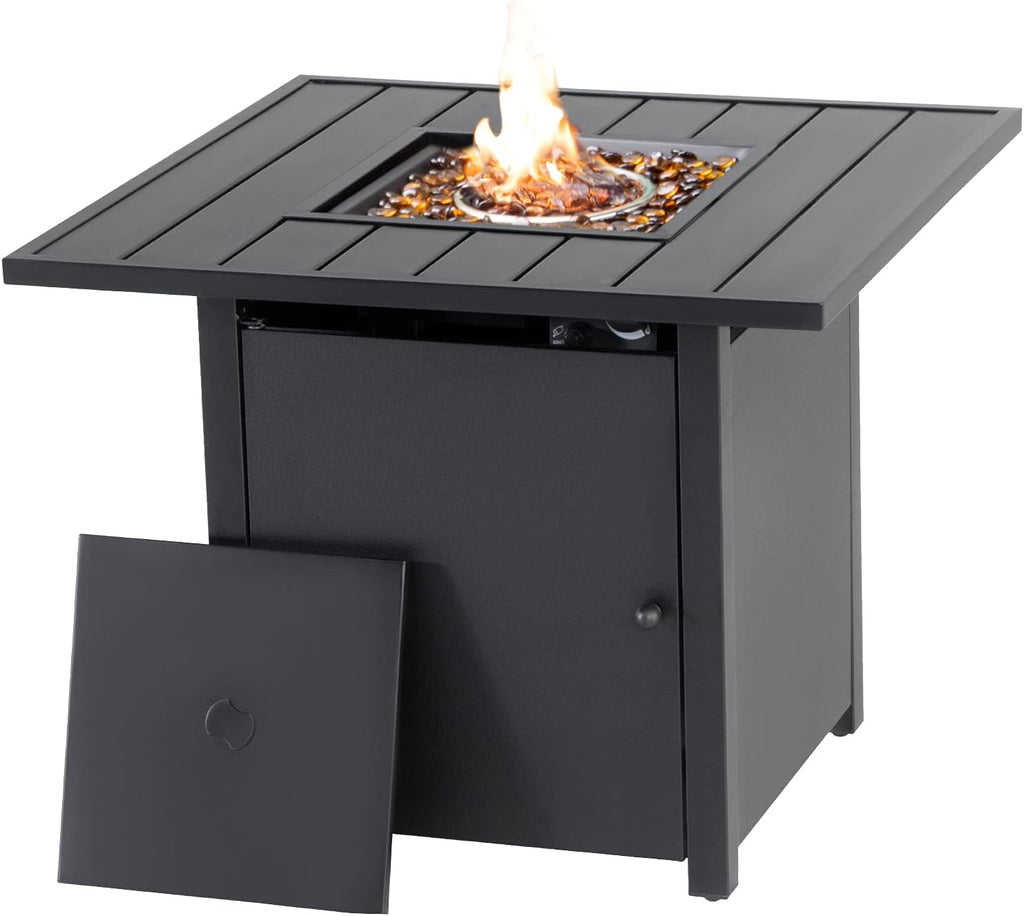 28 Inch 40000BTU Gas Propane Fire Pit Table with Fire Beads A756114