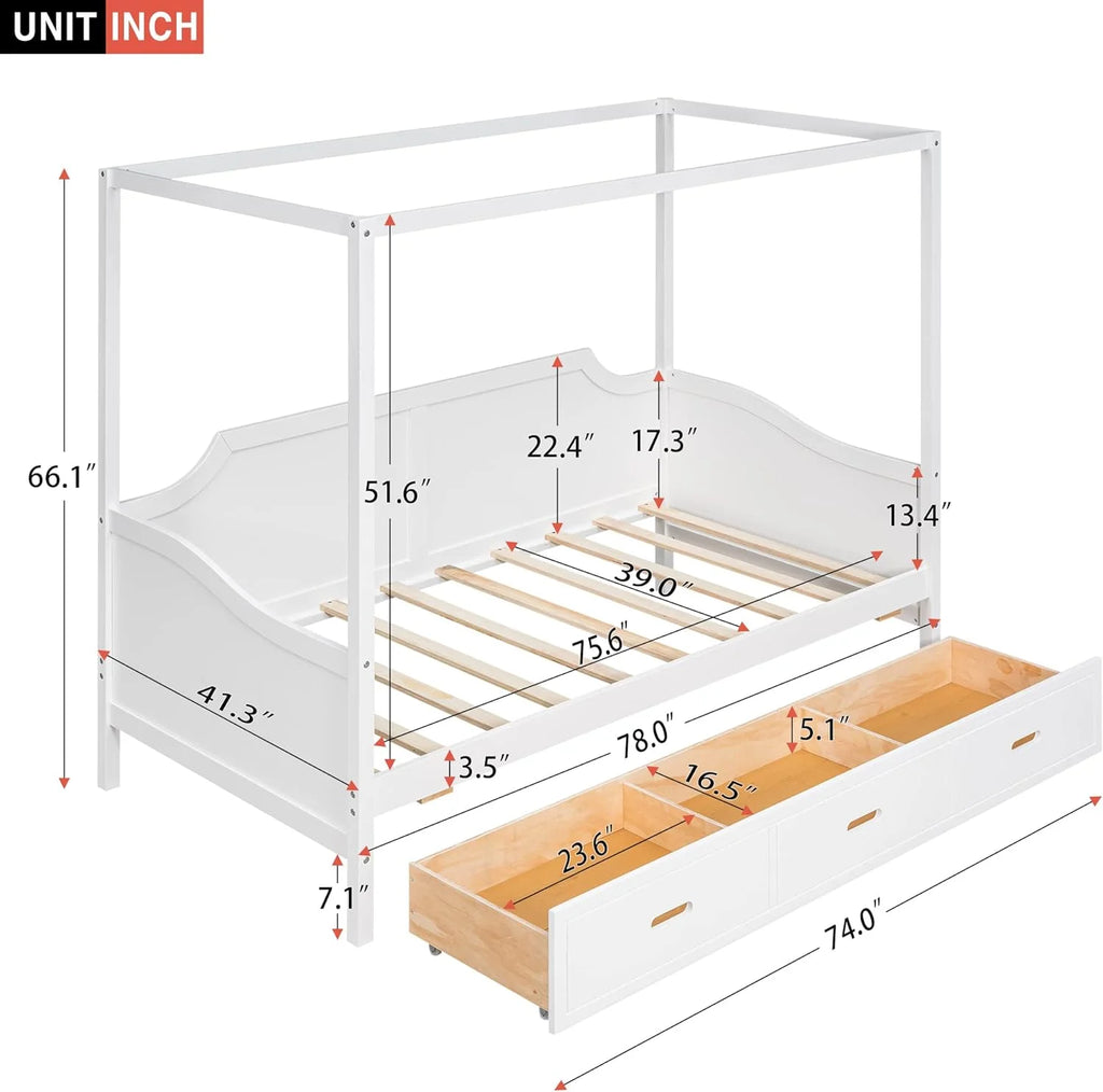 Wood Daybed Frame with 3 Drawers L427941