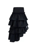 Striped Ruffle Irregular Midi Dress A695