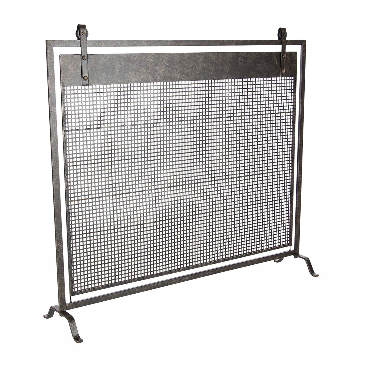 Black Iron Mesh Fireplace Screen F703