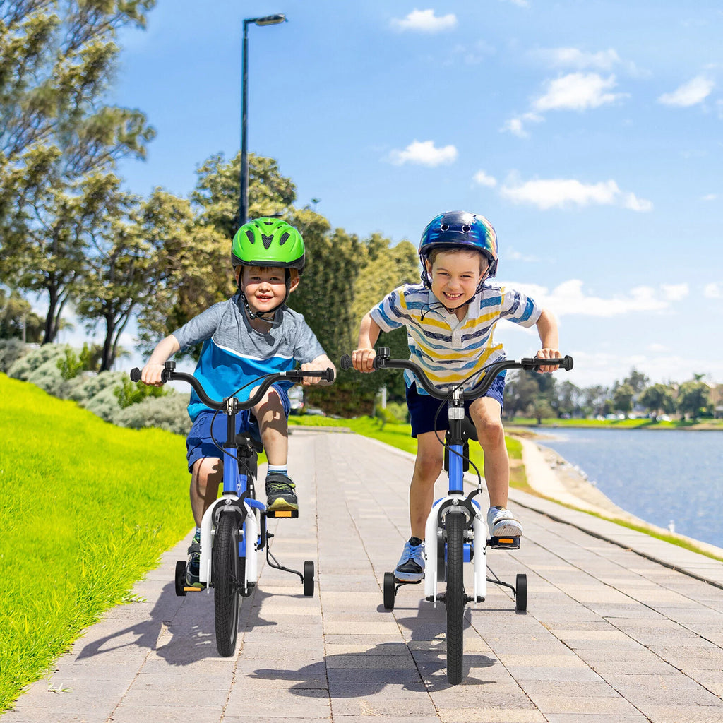 14 Kid's Bike with Training Wheels and Basket, Blue J958678
