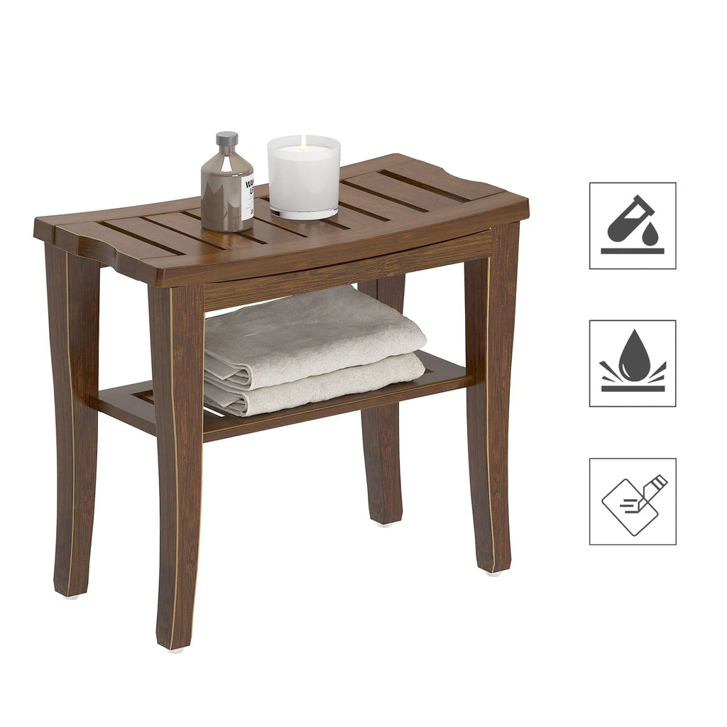 18.5" Bamboo Shower Bench with Storage Shelf N6343