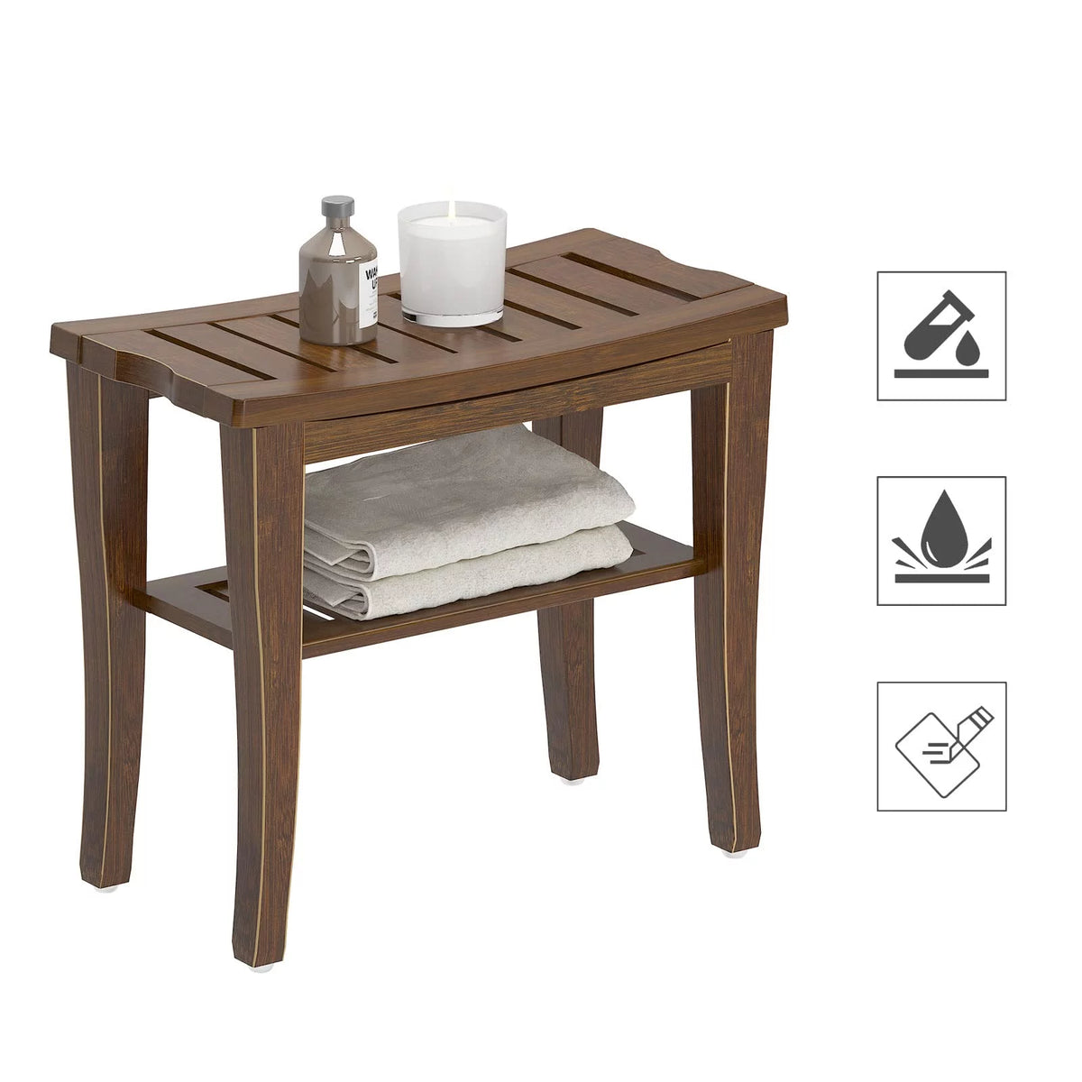 18.5" Bamboo Shower Bench with Storage Shelf N6343