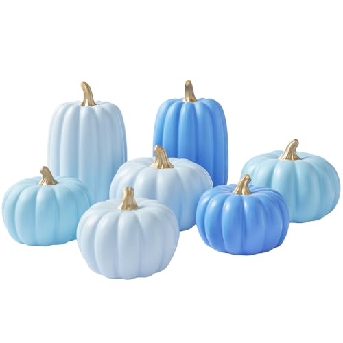 Pink and Beige Flocked Artificial Pumpkins Set 7 PCS S647775