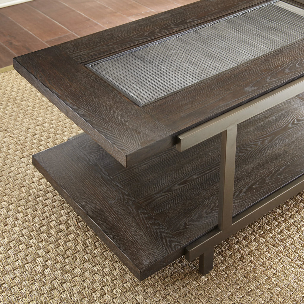 Rustic Industrial Cocktail Table with Bottom Shelf N91771