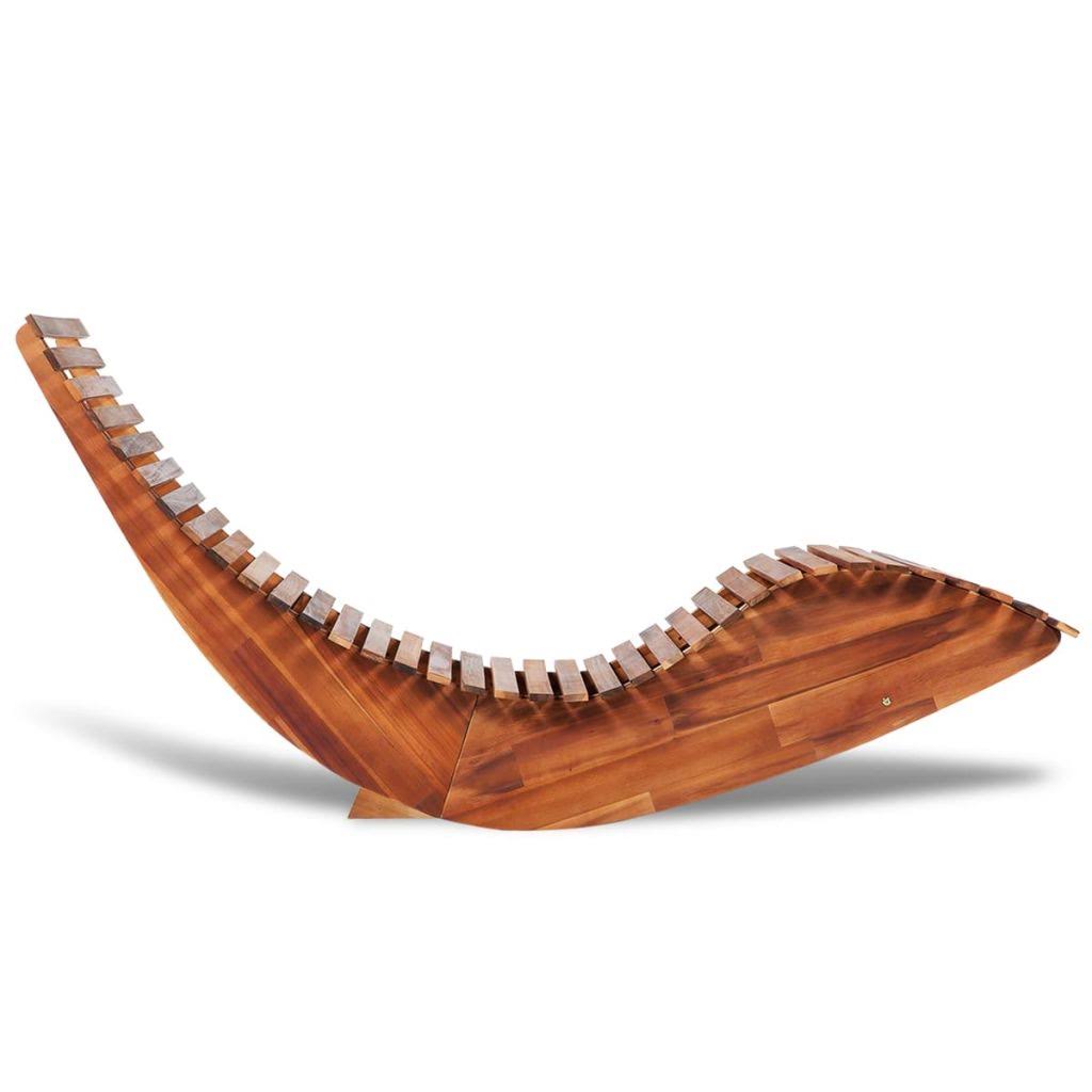 2 Pcs Acacia Wood Rocking Sun Loungers J189