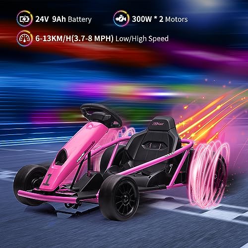 24V 9Ah Battery 300W*2 Motors 8MPH Drifting Go Kart White F269