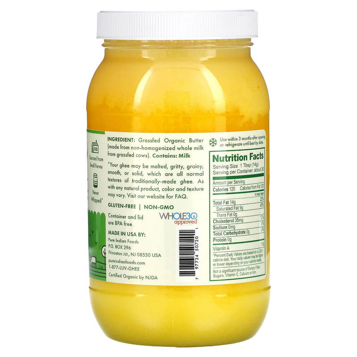 100% Organic Grass-Fed Ghee 15 oz G9409