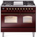 40 Dual Fuel Natural Gas Range in Burgundy with Bronze Trim E6690