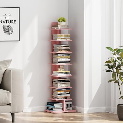 Black 8-Tier Narrow Bookshelf B100086