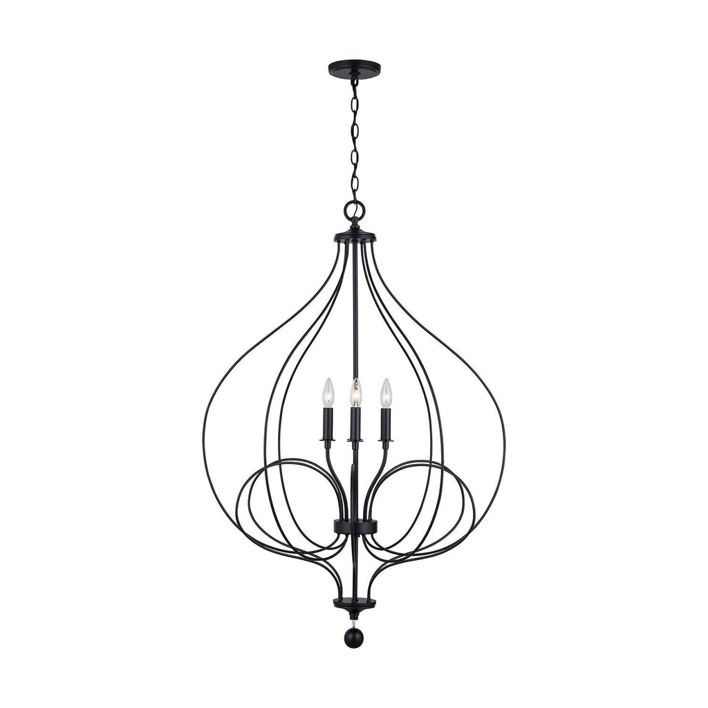 4 Light Matte Black Foyer Light T35796