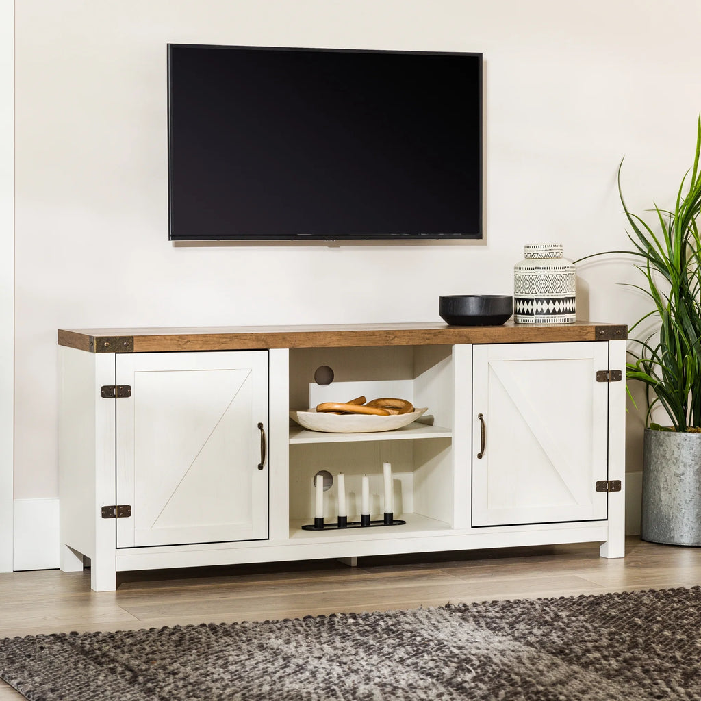 White Barn Door TV Stand C6185