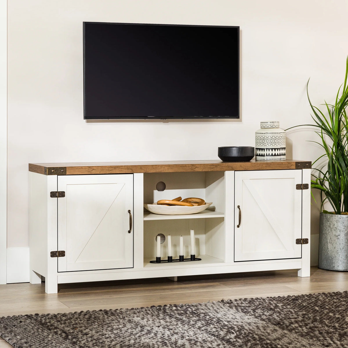 White Barn Door TV Stand C6185