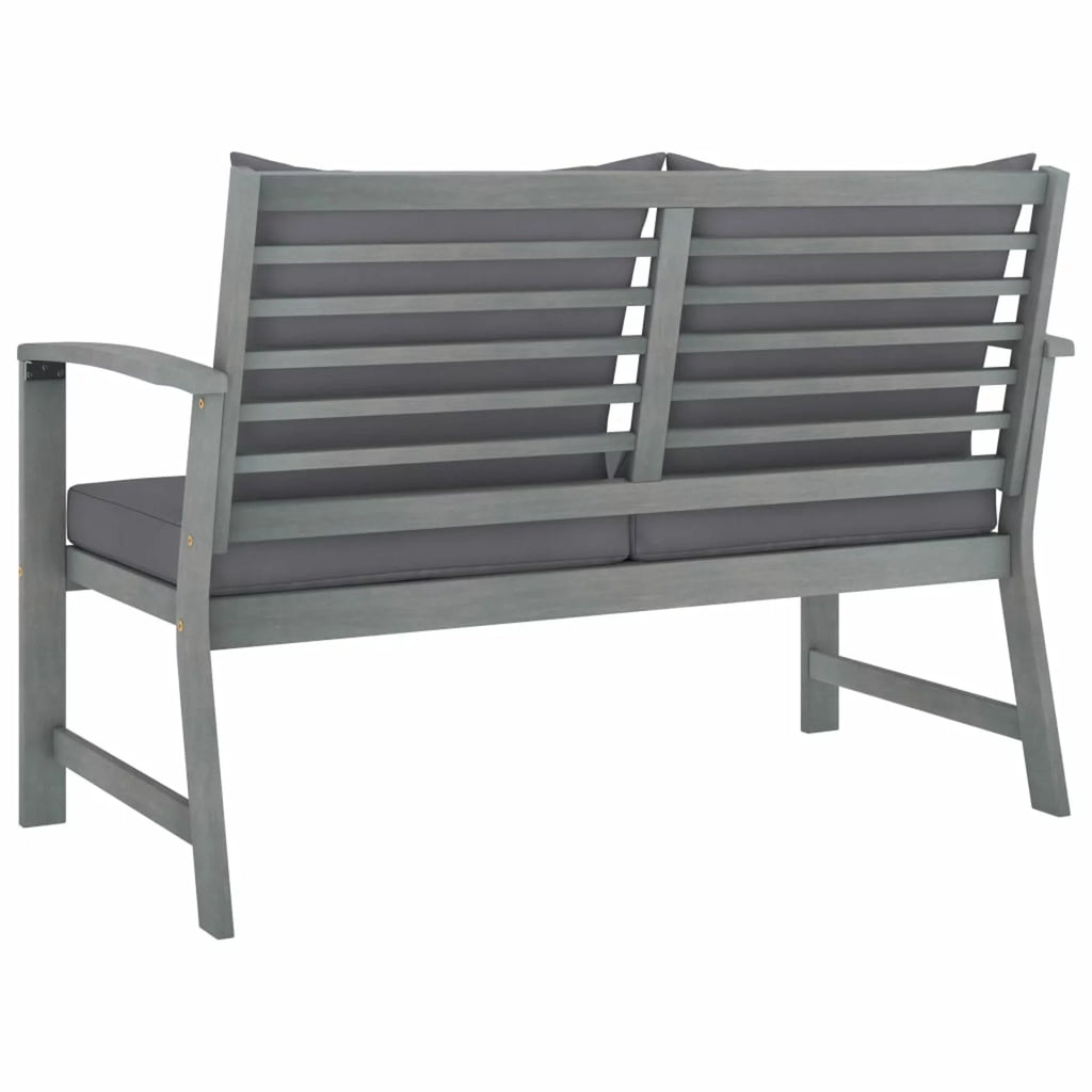 Dark Gray Cushion Solid Acacia Wood Patio Bench K59998