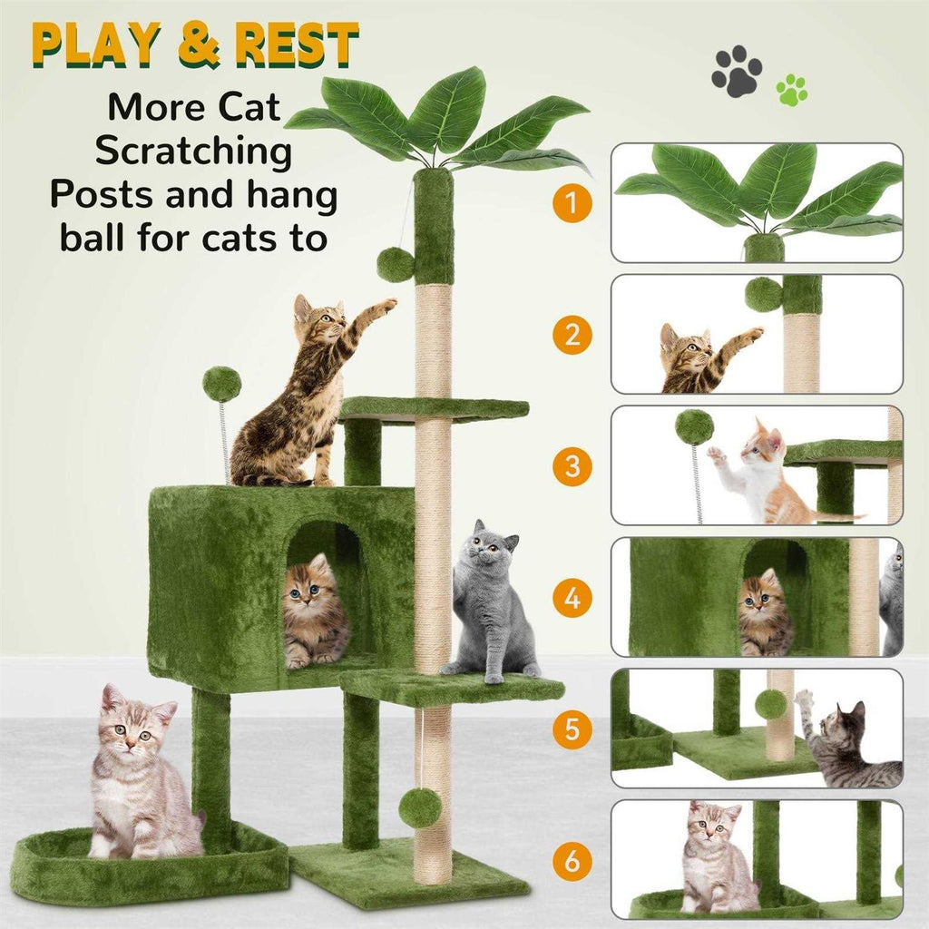 52in Cat Tree with Scratching Posts Plush Perch B680726