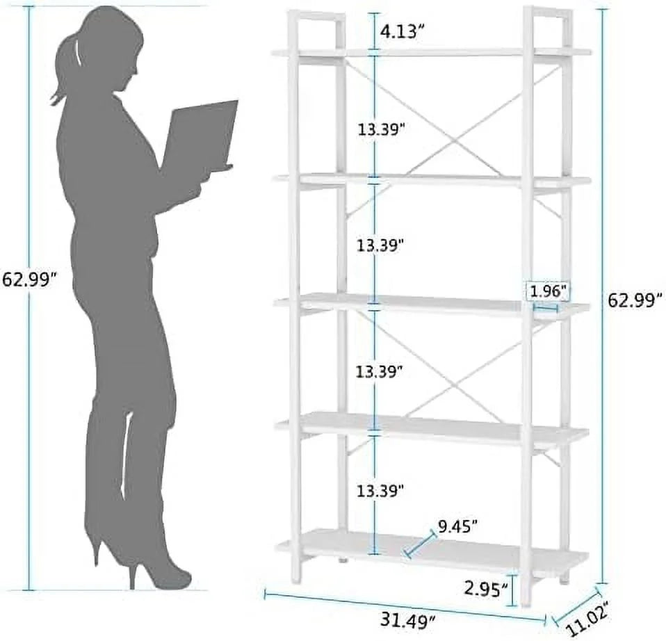 5 Tier Black Bookshelf Metal Frame S145180
