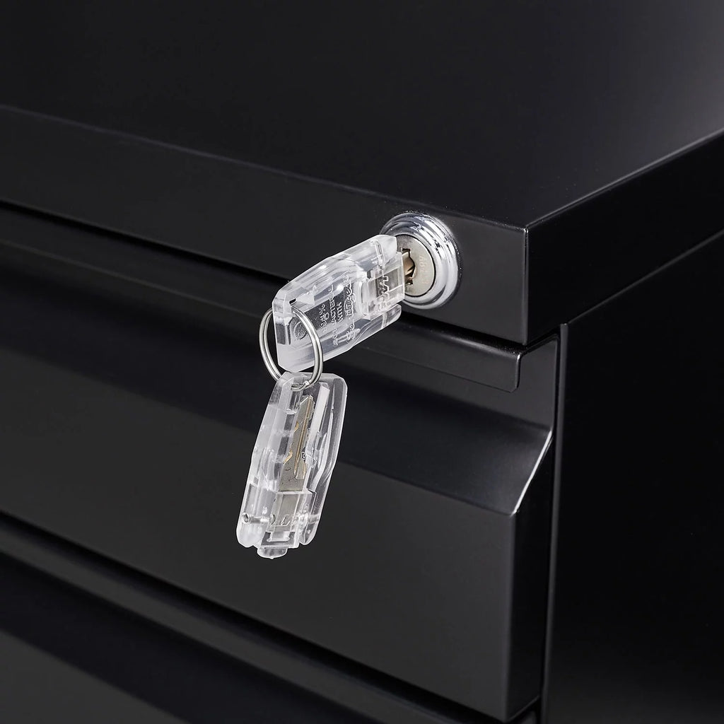 Black 3 Drawer Metal File Cabinet on Wheels N6281