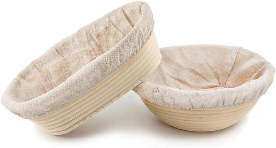 Set of 2 Round & Oval Rattan Banneton Bread Proofing Baskets P331