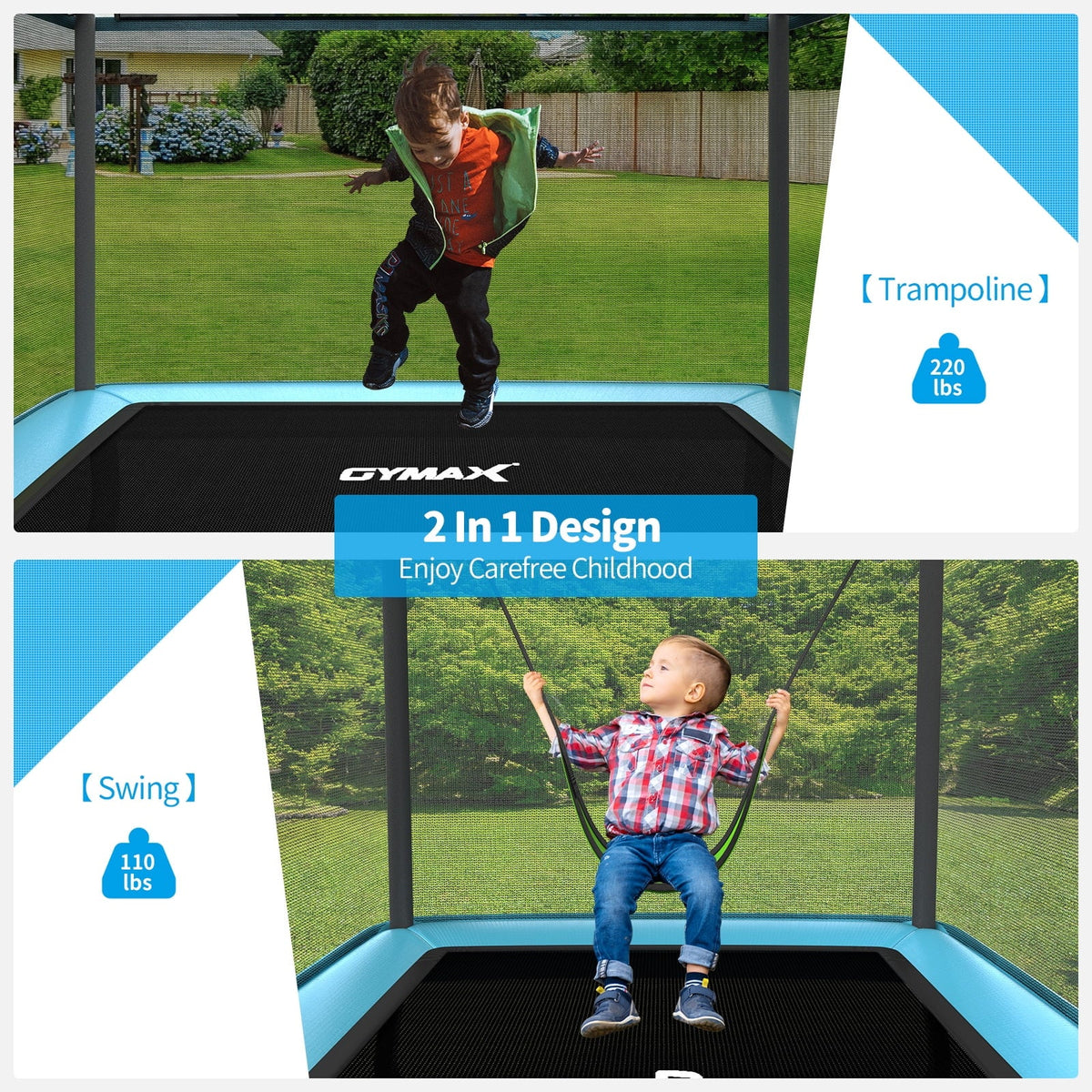6FT Kids Recreational Trampoline with Swing W8034