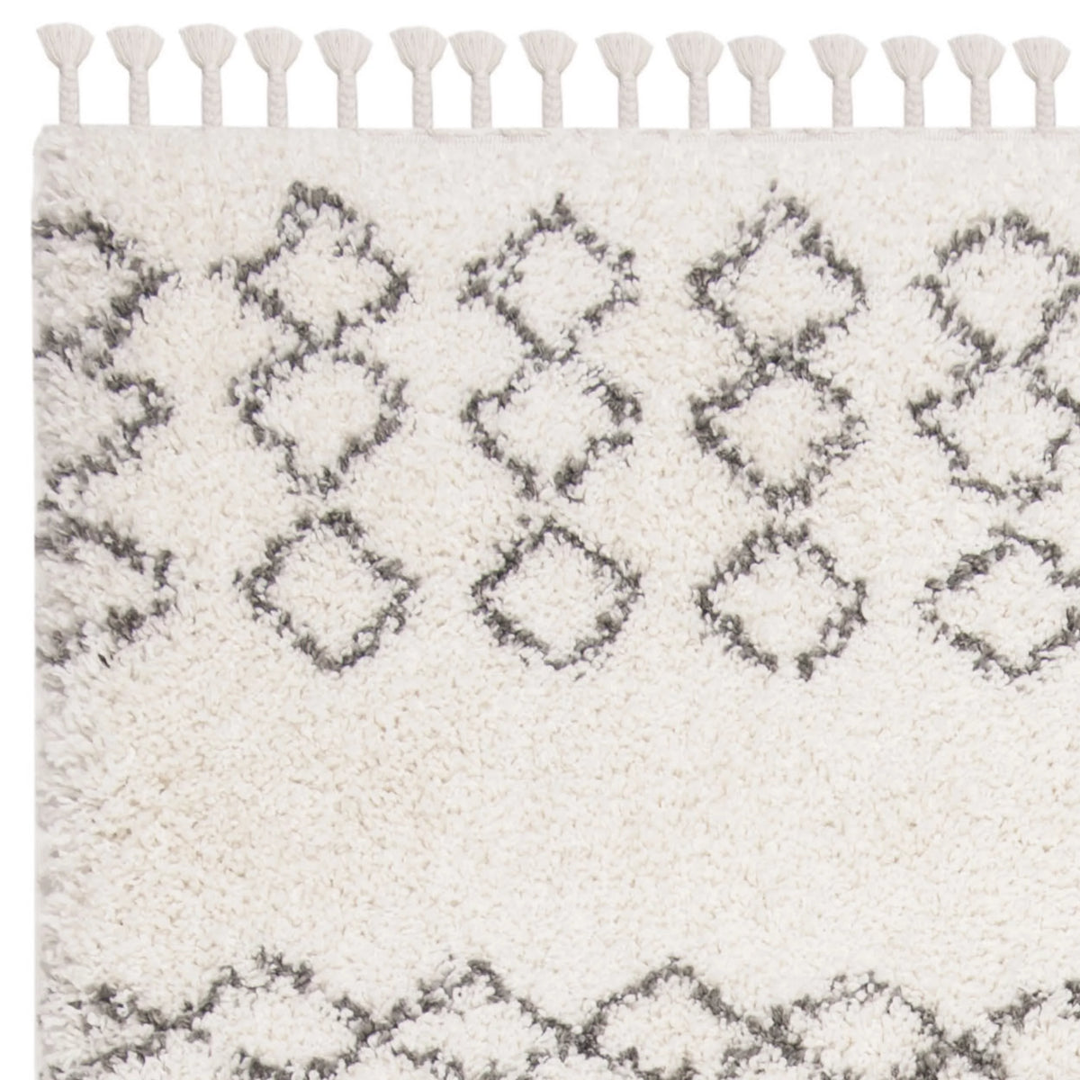 Ivory Grey 4' x 6' Geometric Shag Area Rug Z938486