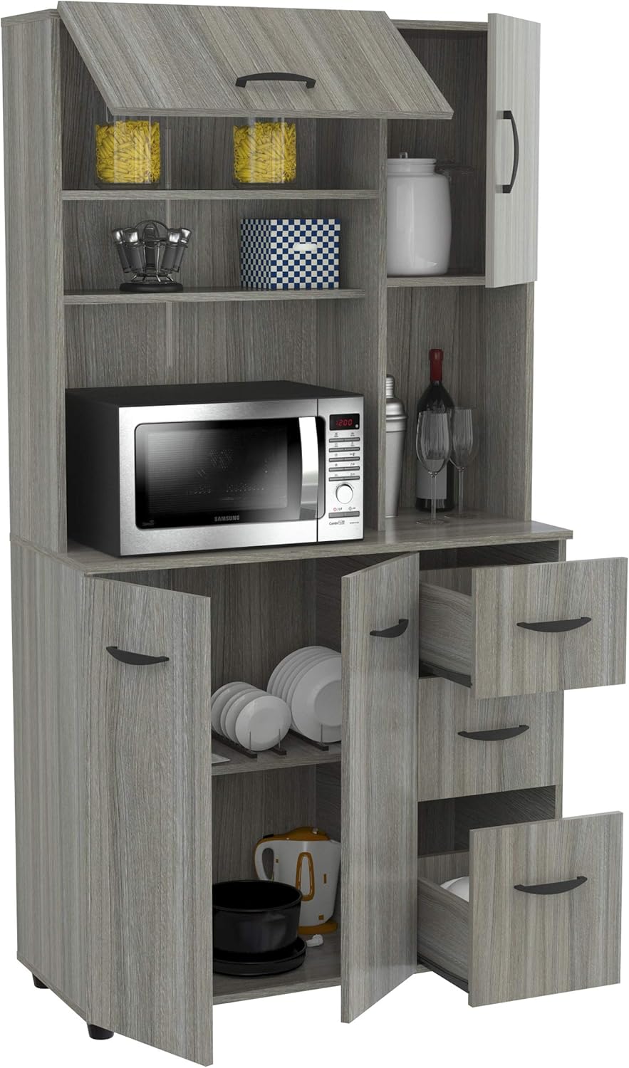 Smoke Oak Microwave Storage Cabinet N313