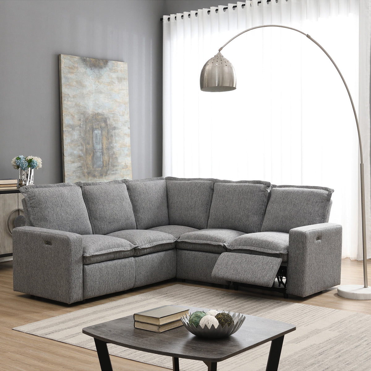 Gray Power Recliner Sofa Set C963
