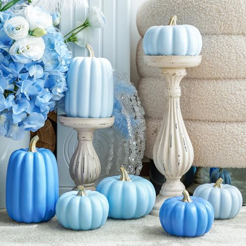 Pink and Beige Flocked Artificial Pumpkins Set 7 PCS S647775