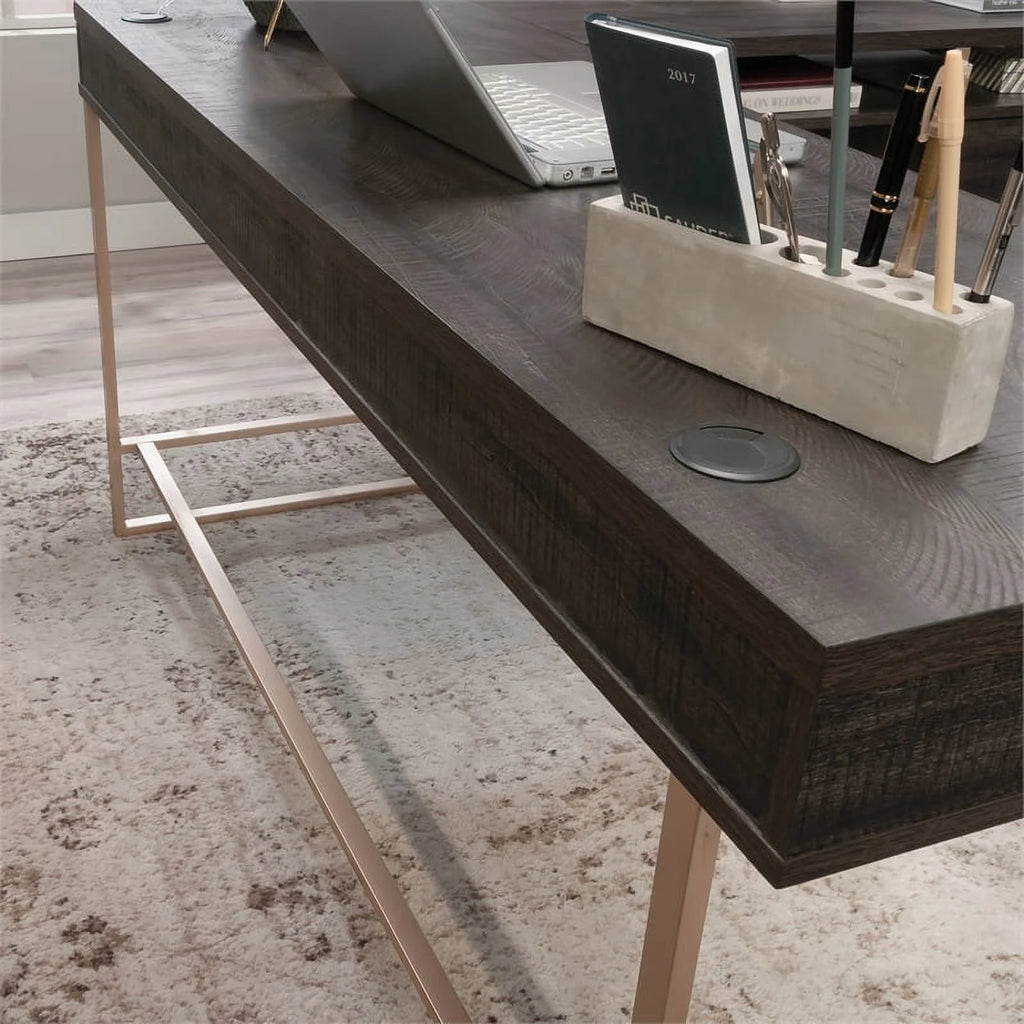 Contemporary L-Desk in Blade Walnut F321612