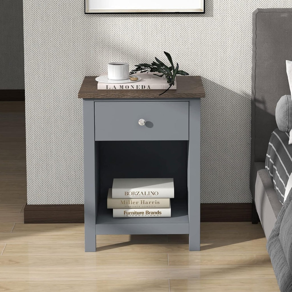 White 1-Drawer Wood Nightstand C940895