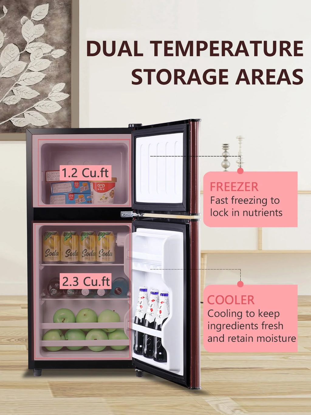 3.5 Cu.ft Mini Fridge with 7 Level Thermostat J5274