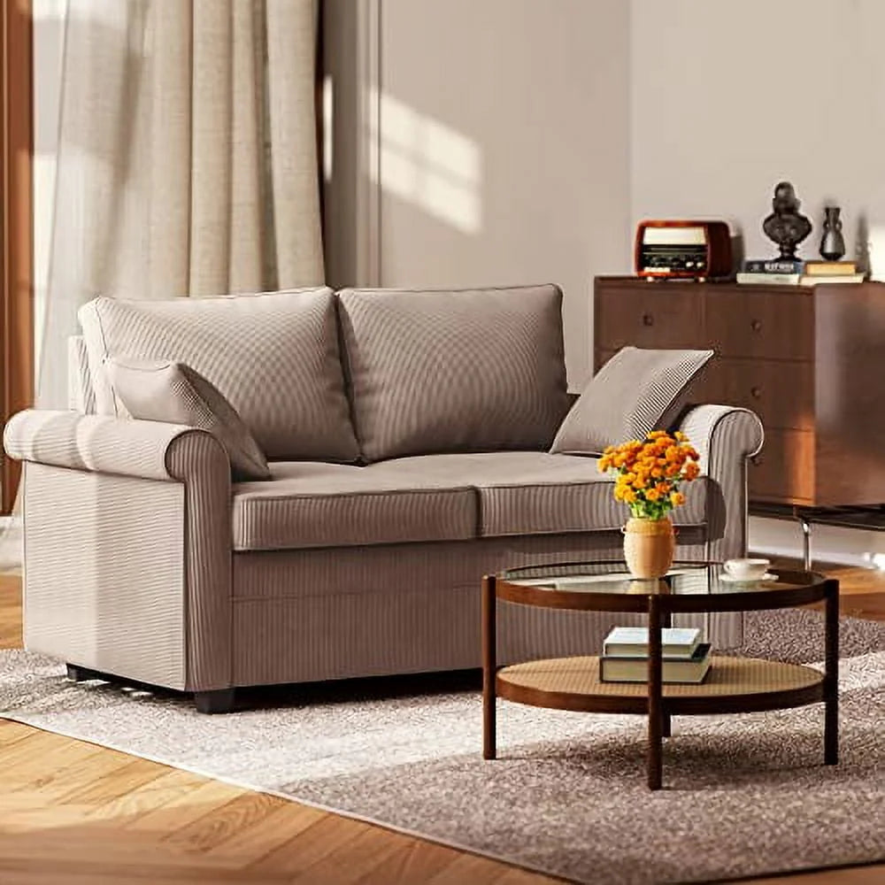 Brown Corduroy 2 in 1 Sleeper Sofa Bed U701
