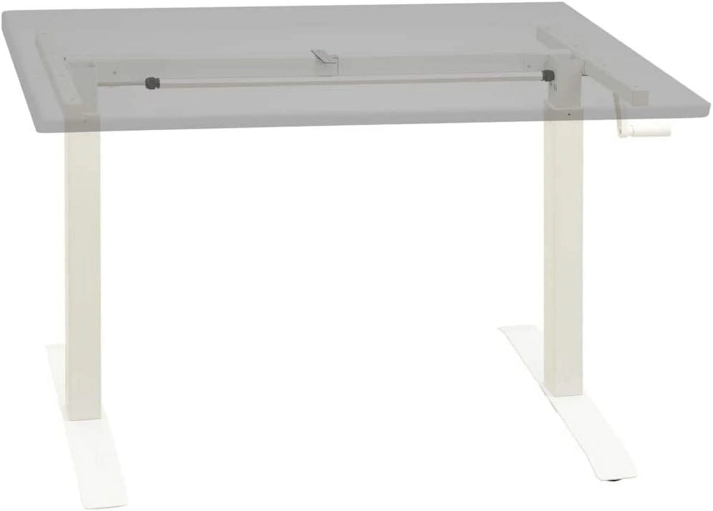 White Adjustable Standing Desk Frame with Crank System L3075