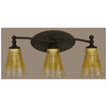Three Light Bath Bar Dark Granite Finish with Gold Champagne Crystal Glass Z69384