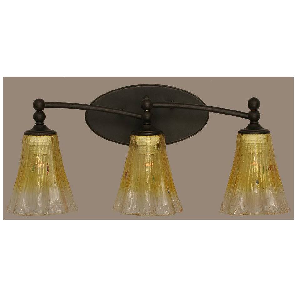 Three Light Bath Bar Dark Granite Finish with Gold Champagne Crystal Glass Z69384