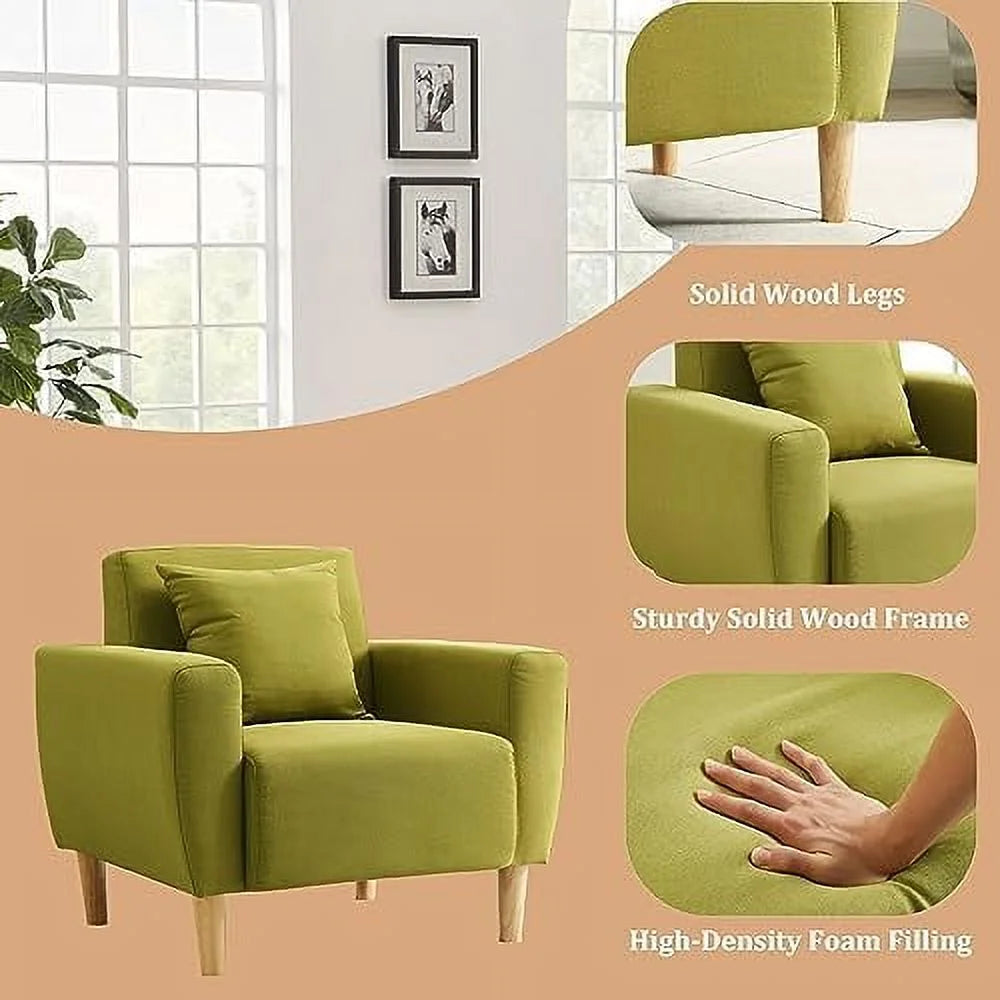 Blue Polyester Accent Chair with Toss Pillow C291