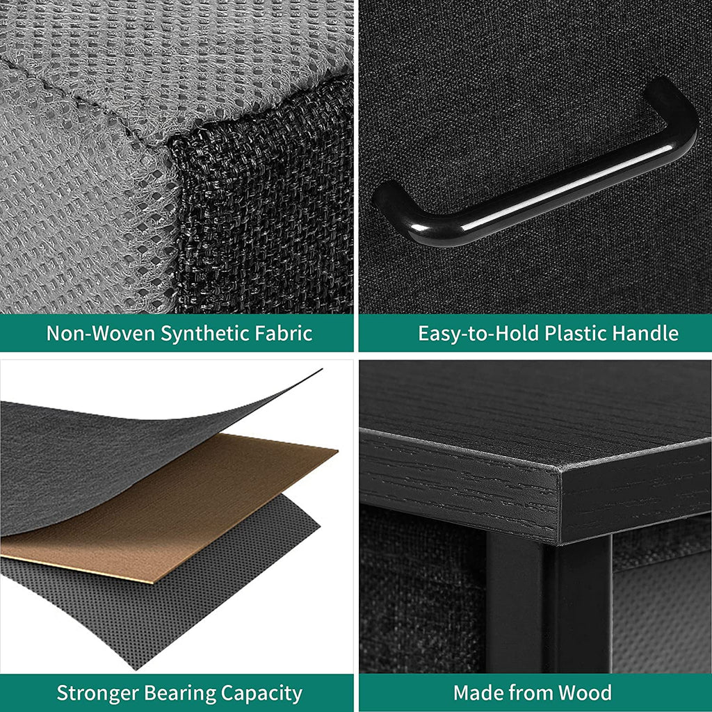 Black Gray 8 Drawer Fabric Dresser T1688