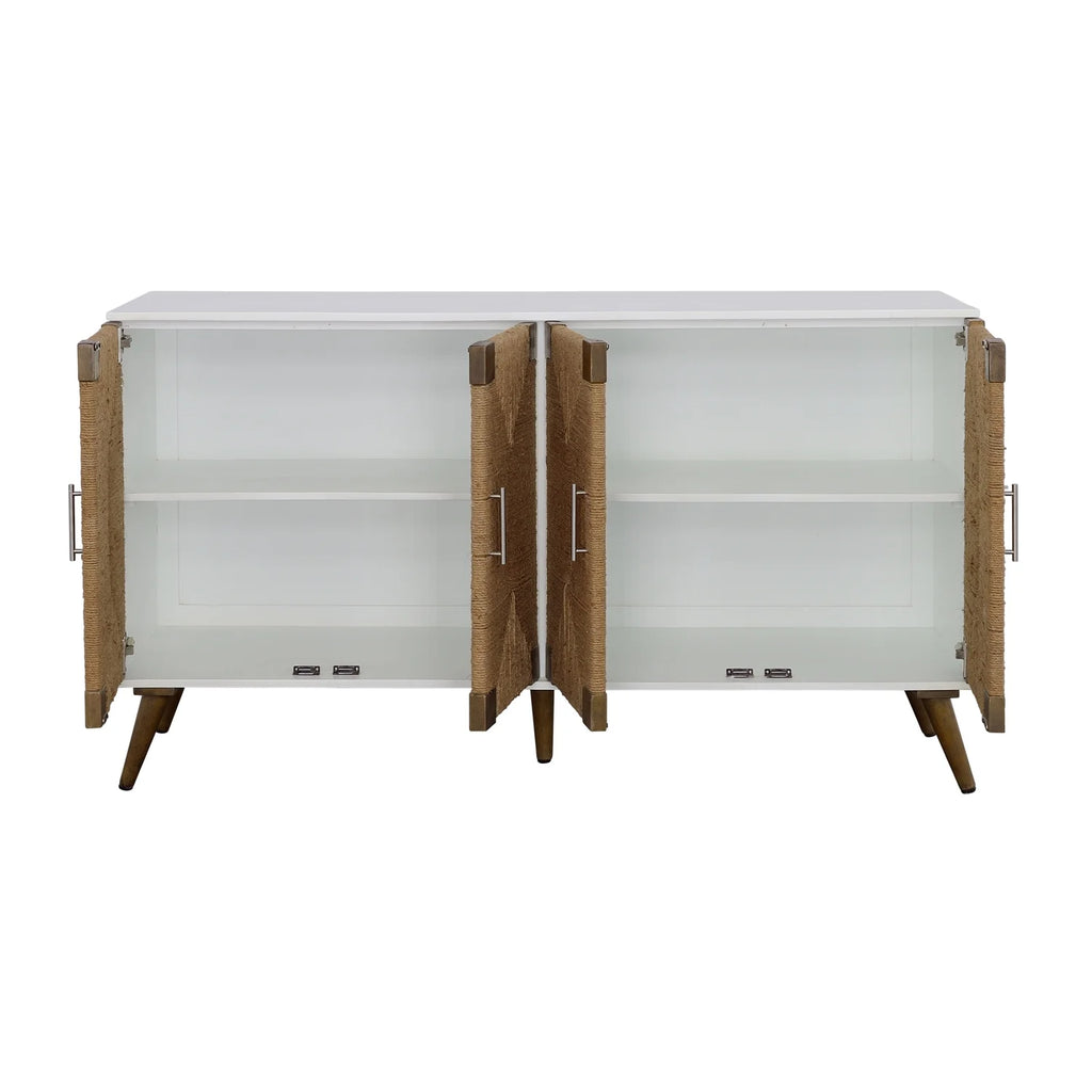 White 4-Door Wood Credenza F622742