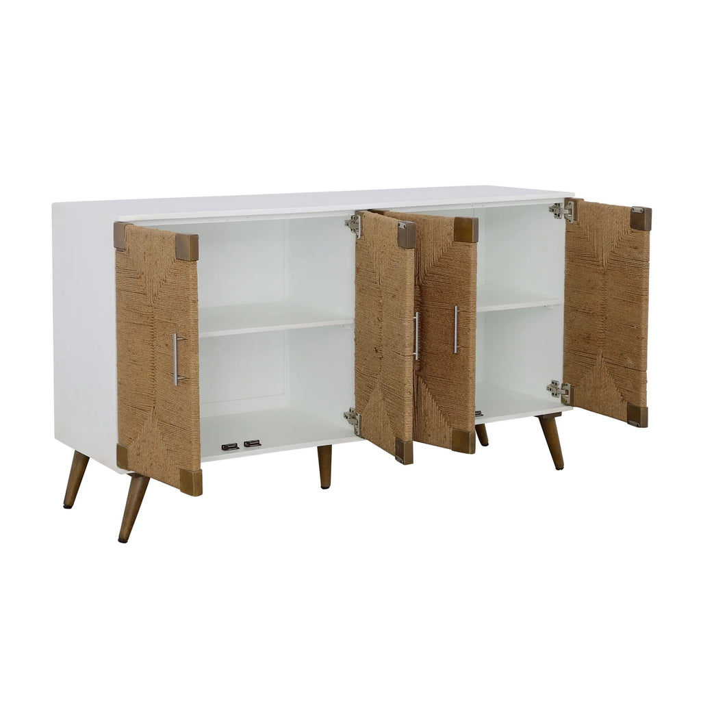 White 4-Door Wood Credenza F622742