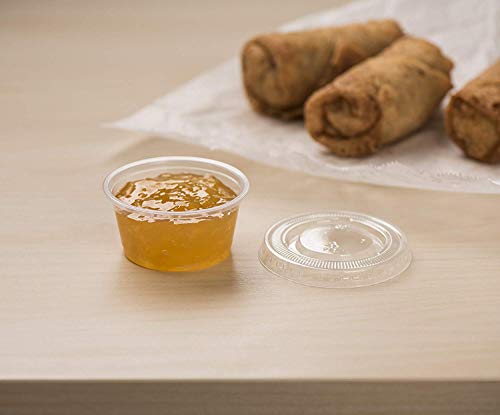 2 oz 100 Count Clear Disposable Plastic Portion Cups with Lids P909046
