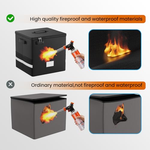 Fireproof Water-Resistant Vinyl Record Storage Box with Lock V64652