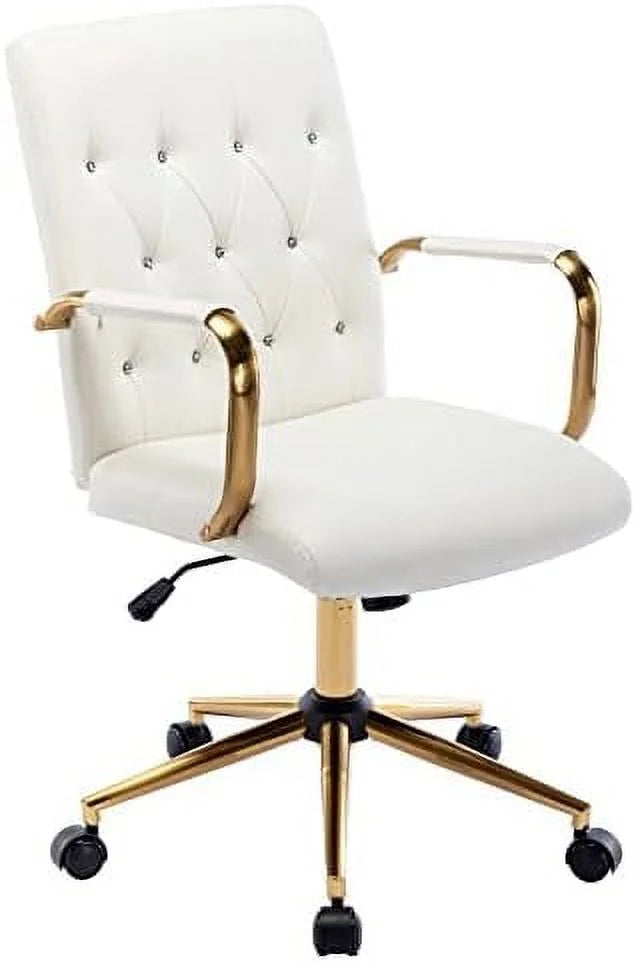 White PU Leather Office Desk Chair with Wheels M692