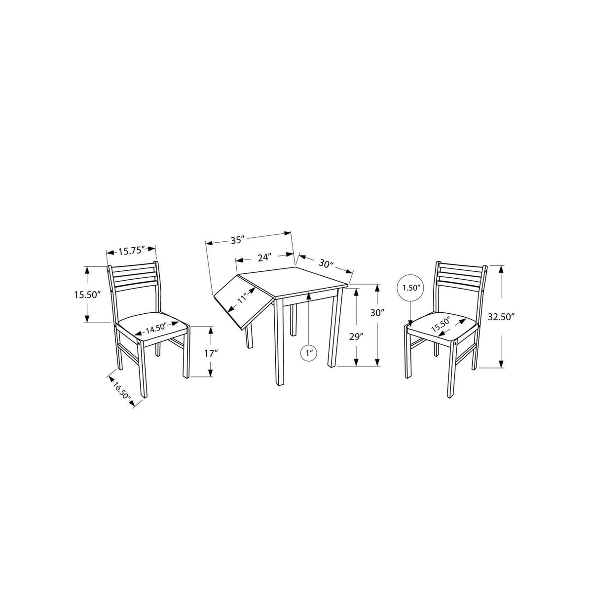 Cappuccino 3 Piece Drop Leaf Dining Set B286