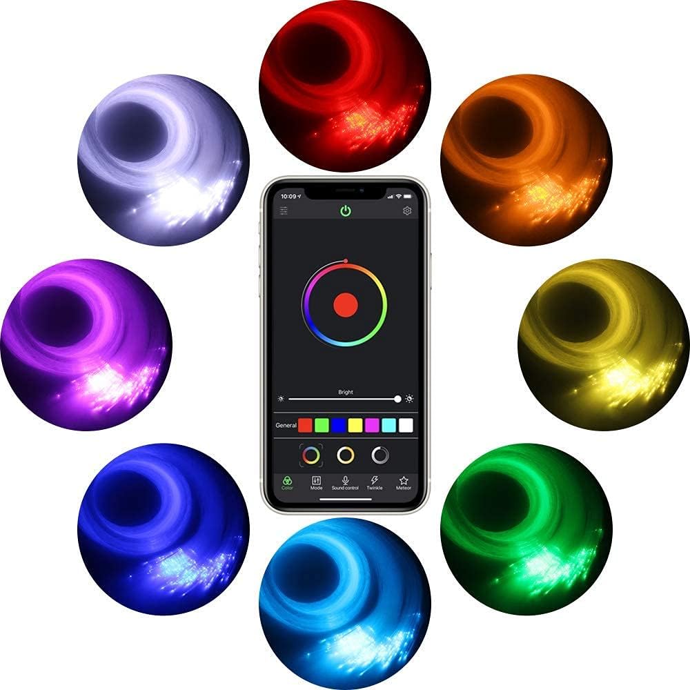 16W 450pcs 13.1ft RGBW Bluetooth LED Fiber Optic Star Ceiling Lights Kit C33739