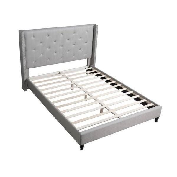 Black Linen Blend Queen Platform Bed P96029