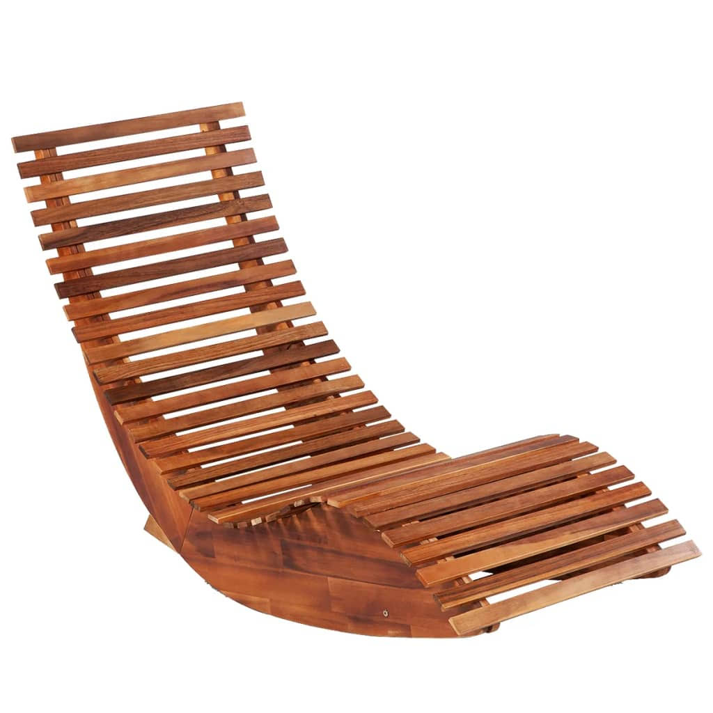 2 Pcs Acacia Wood Rocking Sun Loungers J189