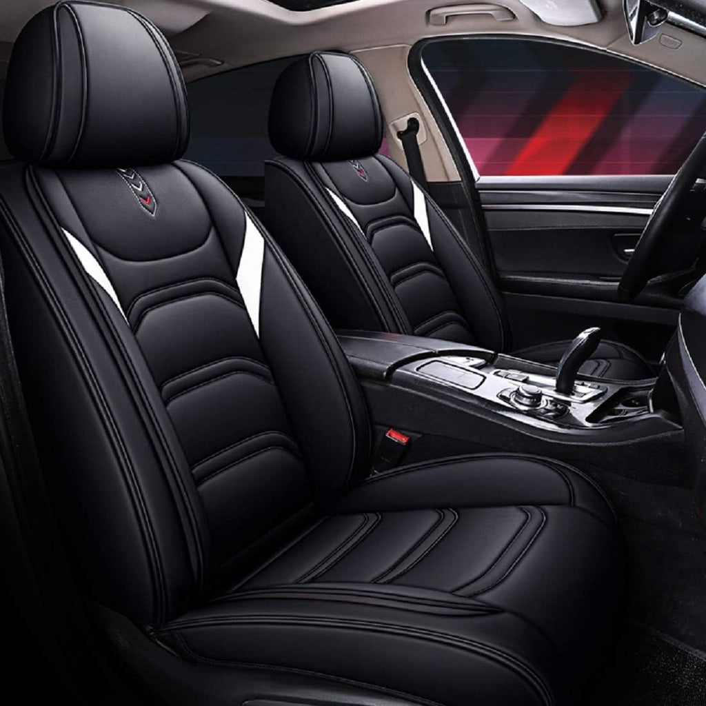 Leather Car Seat Covers Universal Fit Set Black-Pink K214
