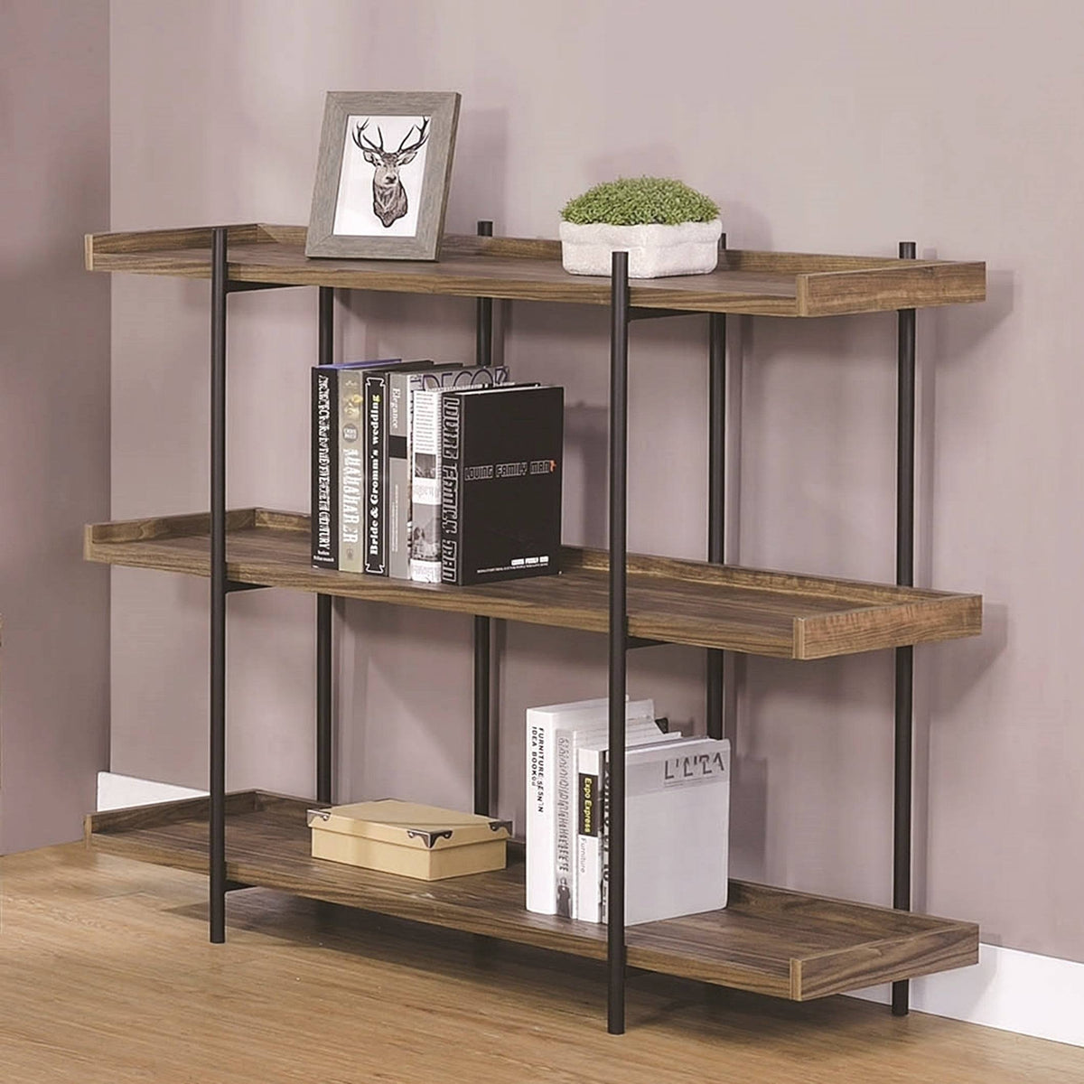 Walnut Wood Bookcase D7075