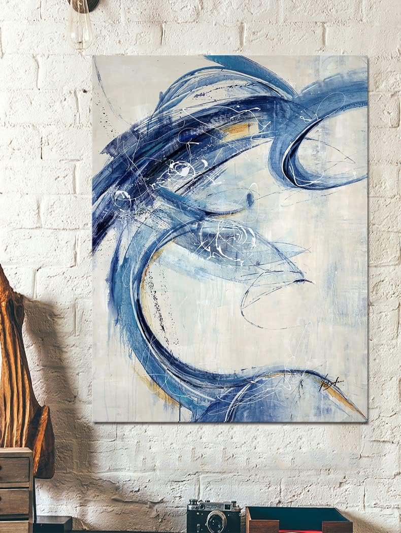 Blue Abstract Canvas Print Artwork Y167132