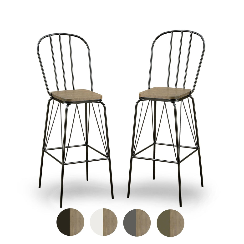 Black Metal Slatted Bar Chairs Set of 2 M53888