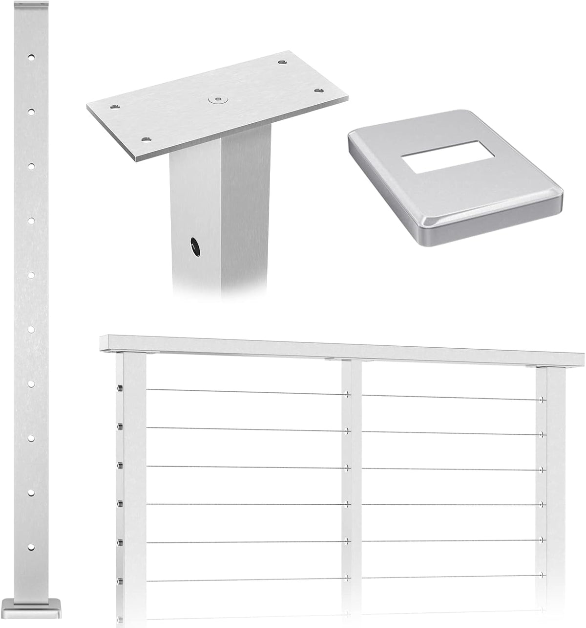 36x1x2 Stainless Steel Black Powder Coated Cable Railing Post P287